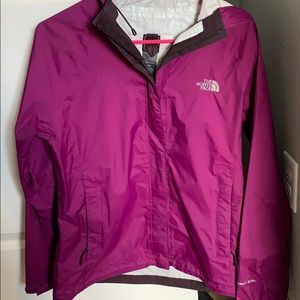 Purple North face rain coat